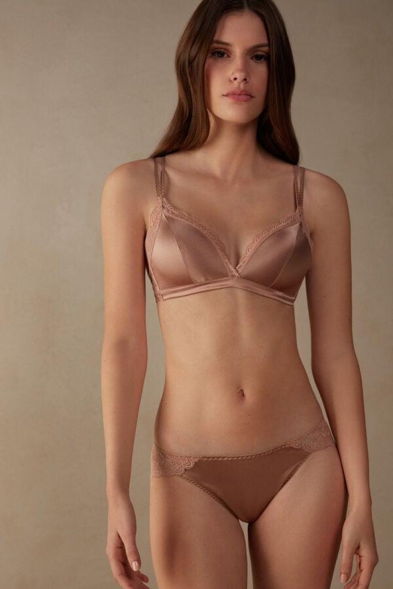 Sutiene Dama Intimissimi Tiziana Silk and Dantela Triangle Roz | RO NB1140